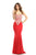 Johnathan Kayne - 541 Strapless Appliqued Sheath Gown in Red