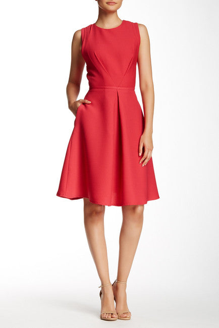 Julia Jordan - 36011 Sleeveless Tuck Front Dress in Fuchsia Peony