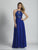 Dave & Johnny - A5435 Crystal Embellished Halter Chiffon Dress in Blue