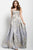 Jovani Leaves Illusion Patterned Evening Gown 54403 In Silver