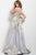 Jovani Leaves Illusion Patterned Evening Gown 54403 In Silver