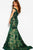 Jovani - Floral Embroidered Off Shoulder Mermaid Gown 54418 In Green and Nude