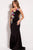 54421 Floral Applique Asymmetric Jersey Sheath Dress