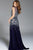 54455 Sequined Illusion Scoop A-line Gown