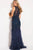 54462 Embellished Illusion Jewel Sheath Feather Dress