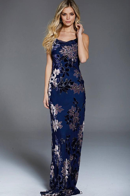 54505 Floral Fitted Evening Gown
