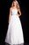 54587 Strapless Bejeweled Lace A-Line Gown