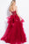 54642 Strapless Ornate Peplum Ruffle Cascade Gown