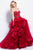 54642 Strapless Ornate Peplum Ruffle Cascade Gown