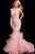 54646 Beaded Halter Layered Tulle Mermaid Dress