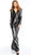 Jovani - 54671 Two Piece Silver Stripe Pantsuit In Black and Silver