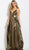 Jovani - 54799 Plunging V-Neck Backless Metallic Gown in Gold