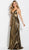 Jovani - 54799 Plunging V-Neck Backless Metallic Gown in Gold