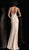 Jovani - 54802 Embellished Deep V-neck Trumpet Dress With Slit in Neutral