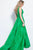 54812 Pleated Deep V-neck A-line Dress