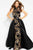 54815 Halter Neck Sequined Sheath Gown with Overskirt