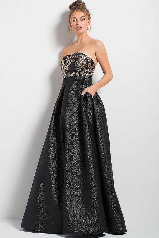 54820 Straight Strapless Evening Gown