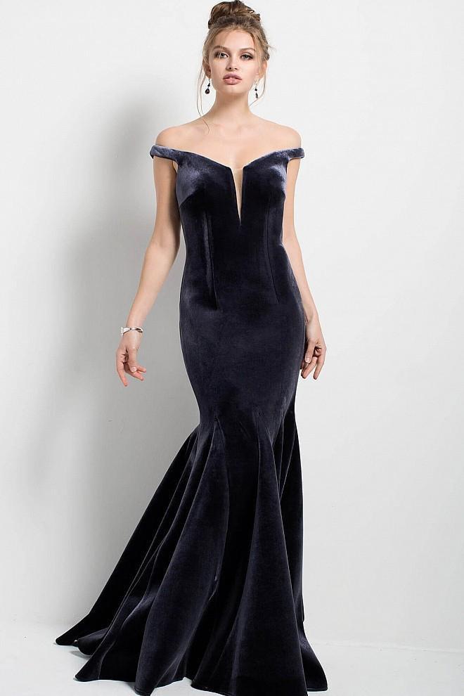 54848 Off-Shoulder Velvet Mermaid Gown