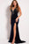 54876 Embellished Deep V-neck Velvet Sheath Dress