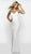 Intrigue by Blush - 548 Beaded Tulle V-neck Sheath Dress In White