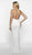 Intrigue by Blush - 548 Beaded Tulle V-neck Sheath Dress In White