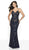 Intrigue by Blush - 548 Beaded Tulle V-neck Sheath Dress In Blue and Gray