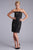 Sue Wong  - S0300 Strapless Ribbon Appliqued Sheath Dress in Black