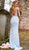 Jovani - 54927 Sleeveless Embellished Deep V-neck Trumpet Dress in Blue