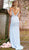 Jovani - 54927 Sleeveless Embellished Deep V-neck Trumpet Dress in Blue