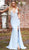 Jovani - 54927 Sleeveless Embellished Deep V-neck Trumpet Dress in Blue