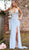 Jovani - 54927 Sleeveless Embellished Deep V-neck Trumpet Dress in Blue