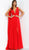 Jovani - 54929 Plunging Neckline V Back Chiffon Evening Dress  In Red