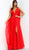 Jovani - 54929 Plunging Neckline V Back Chiffon Evening Dress  In Red