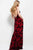 54985 Deep V-Neck Floral Print Evening Gown