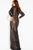 54989 Long Sleeved Illusion V-neck Sheath Gown