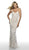 Intrigue by Blush - 549 Beaded Tulle V-neck Fitted Dress In White and Nude