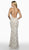 Intrigue by Blush - 549 Beaded Tulle V-neck Fitted Dress In White and Nude