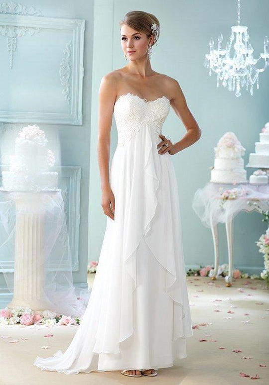 Mon Cheri - Strapless Sweetheart A-line Gown in White