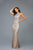 Scala - 48948 Sequined High Halter Backless Gown In Gray and Silver
