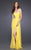 La Femme - 15368 Diamond Embellished Waist Strapless Sweetheart Gown In Yellow