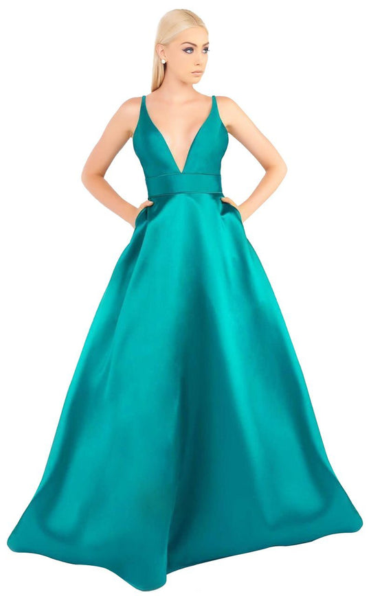 Ieena Duggal - Slip Gown Style in Emerald Green 55010  in Green