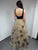 55044 Sleeveless Velvet Top with Gold Embroidered Skirt