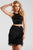 55053 Two Piece Feather Skirt Short Dress
