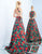 Ieena Duggal  - 55162I Bold Floral Print Sleeveless A-Line Gown In Print