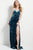 55194 Halter Neck Side High Slit Velvet Gown