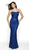 Intrigue by Blush - 551 Fully Beaded Scoop Neck Fitted Dress in Blue
