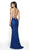 Intrigue by Blush - 551 Fully Beaded Scoop Neck Fitted Dress in Blue