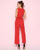 Mac Duggal - 55203L Deep V-neck Jumpsuit In Red