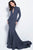 55205 High Neck Long Sleeve Cutout Gown