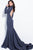 55205 High Neck Long Sleeve Cutout Gown